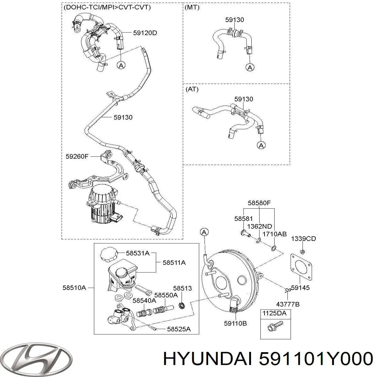 591101Y000 Hyundai/Kia Reforçador dos freios a vácuo