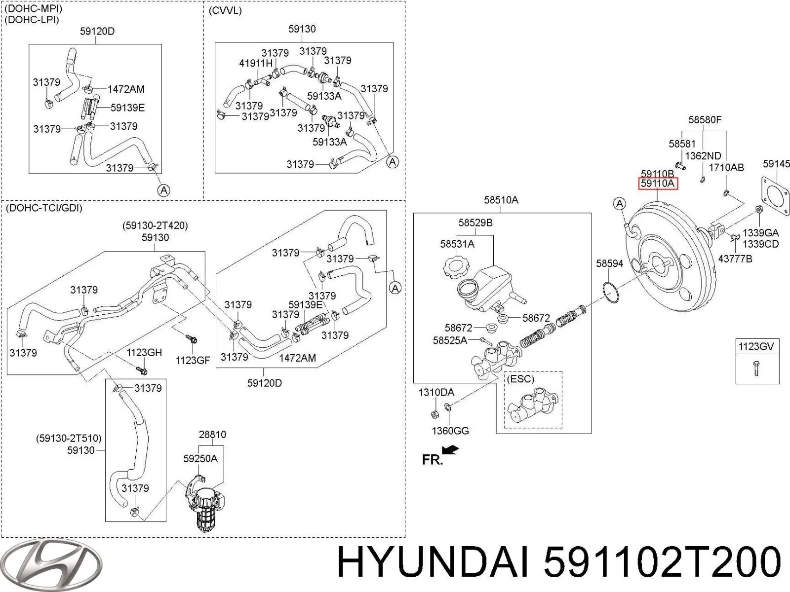 591102T200 Hyundai/Kia Reforçador dos freios a vácuo