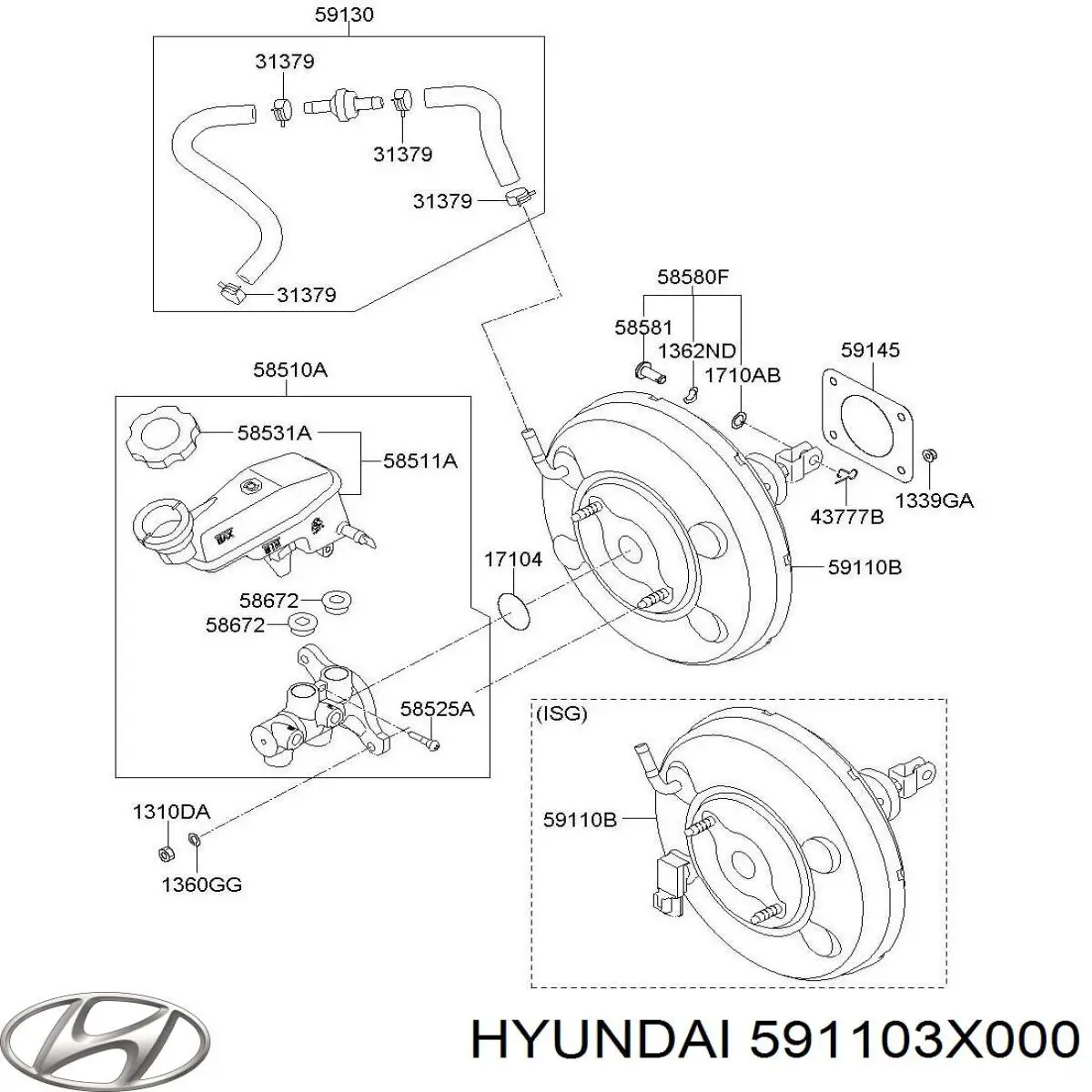 591103X000 Hyundai/Kia Reforçador dos freios a vácuo