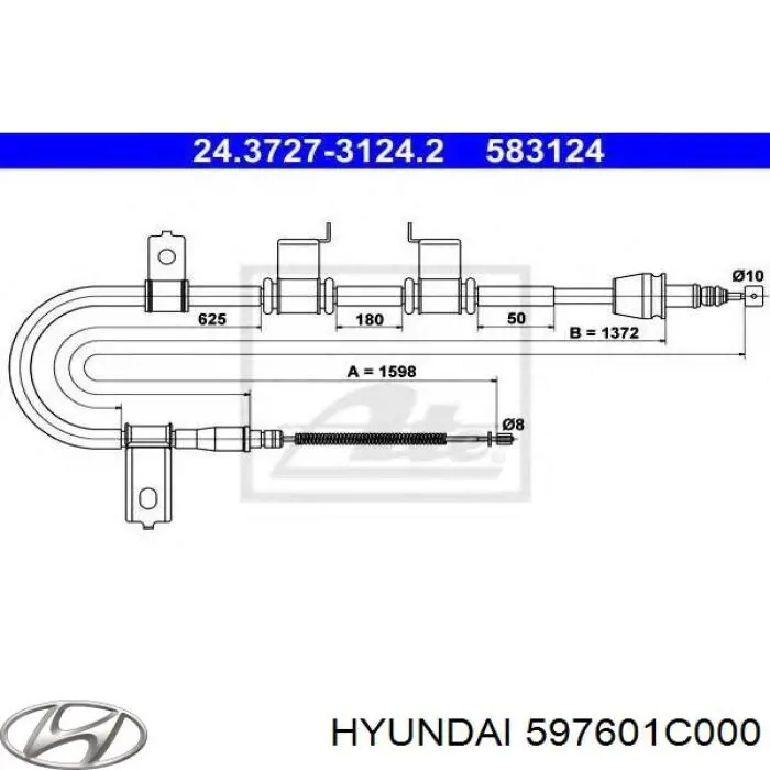 Cabo do freio de estacionamento traseiro esquerdo Hyundai/Kia 597601C000 preço, a partir de 32,29 USD
