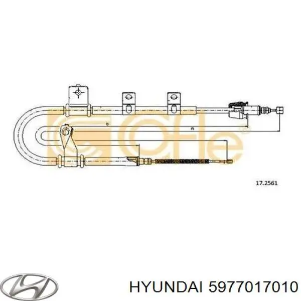 5977017010 Hyundai/Kia Cabo do freio de estacionamento traseiro direito