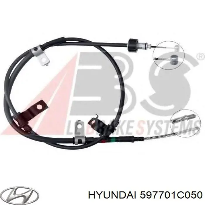 597701C050 Hyundai/Kia Cabo do freio de estacionamento traseiro direito