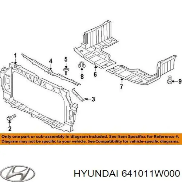 Suporte do radiador montado (painel de montagem de fixação das luzes) Hyundai/Kia 641011W000 preço, a partir de 111,69 USD