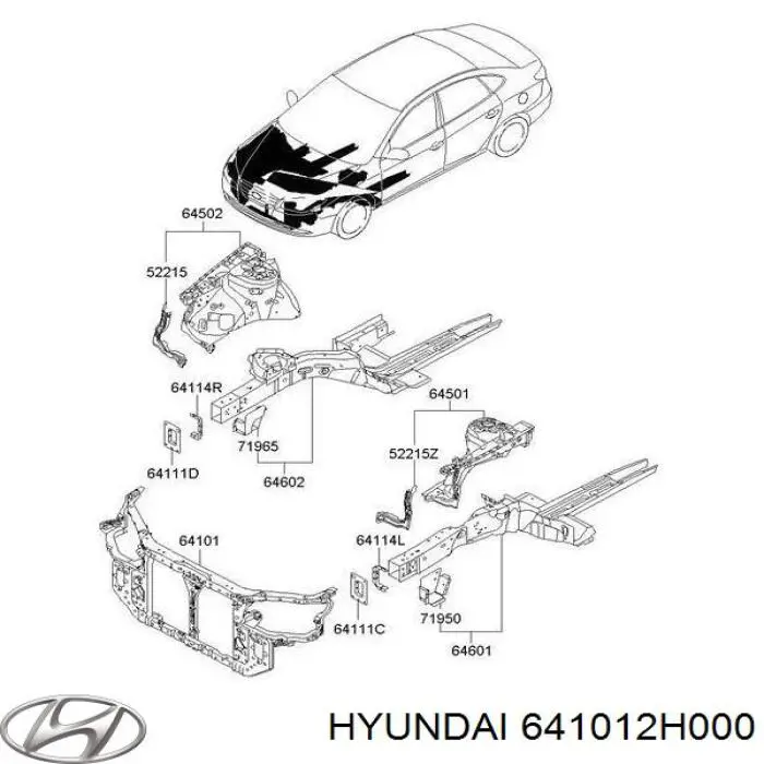 Compre 641012H000 Hyundai/Kia Suporte do radiador montado (painel de montagem de fixação das luzes)