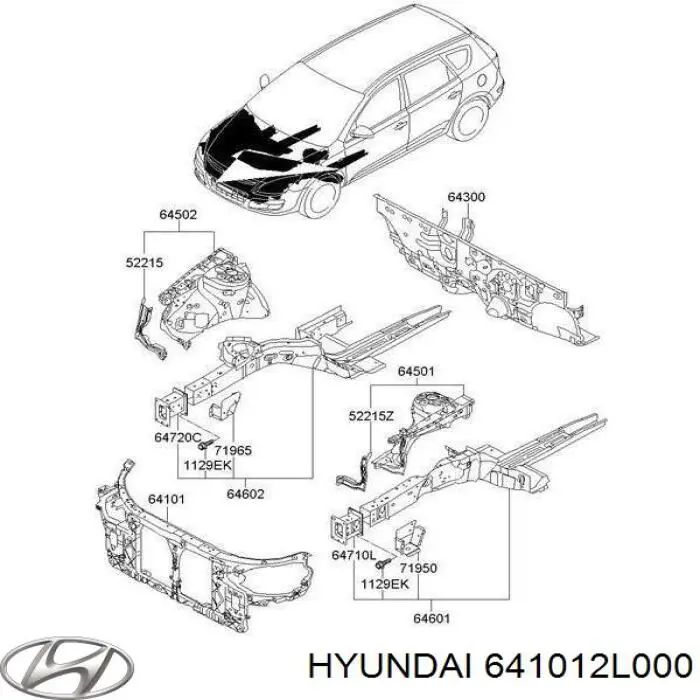 Compre 641012L000 Hyundai/Kia Suporte do radiador montado (painel de montagem de fixação das luzes)
