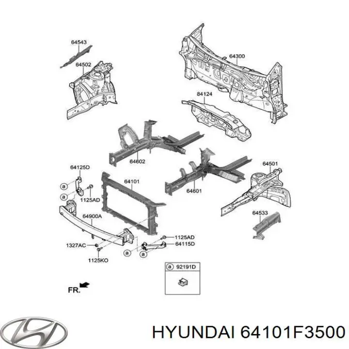 Suporte do radiador montado (painel de montagem de fixação das luzes) Hyundai/Kia 64101F3500 preço, a partir de 96,60 USD