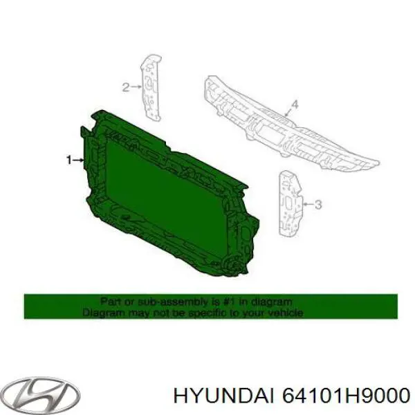 64101H9000 Hyundai/Kia Suporte do radiador montado (painel de montagem de fixação das luzes)