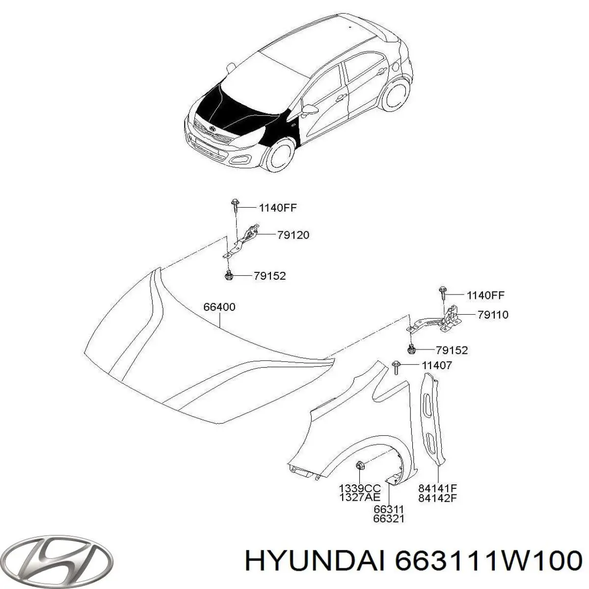 663111W100 Hyundai/Kia Pára-lama dianteiro esquerdo