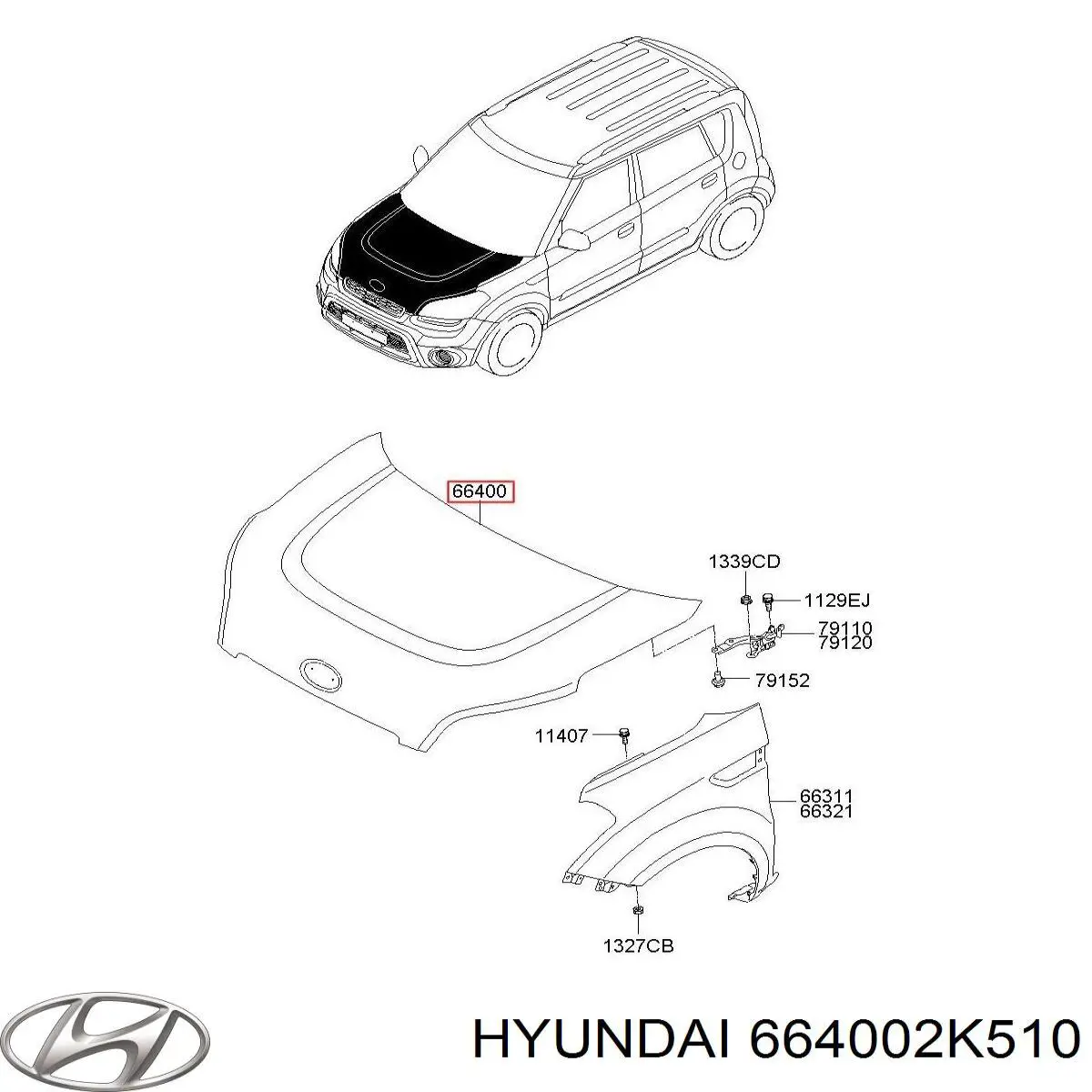 Capota Hyundai/Kia 664002K510 preço, a partir de 219,76 USD