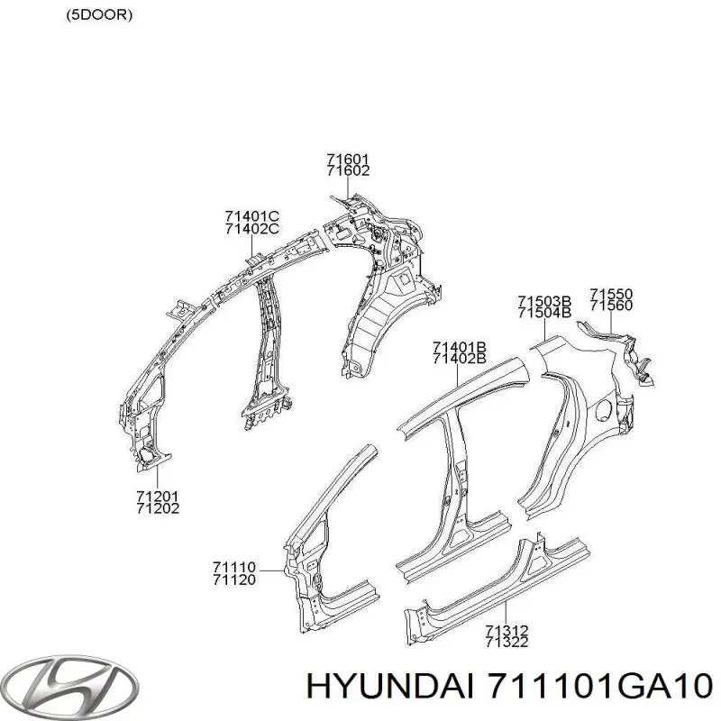 Montante de carroçaria dianteira esquerda Hyundai/Kia 711101GA10 preço, a partir de 926,81 USD