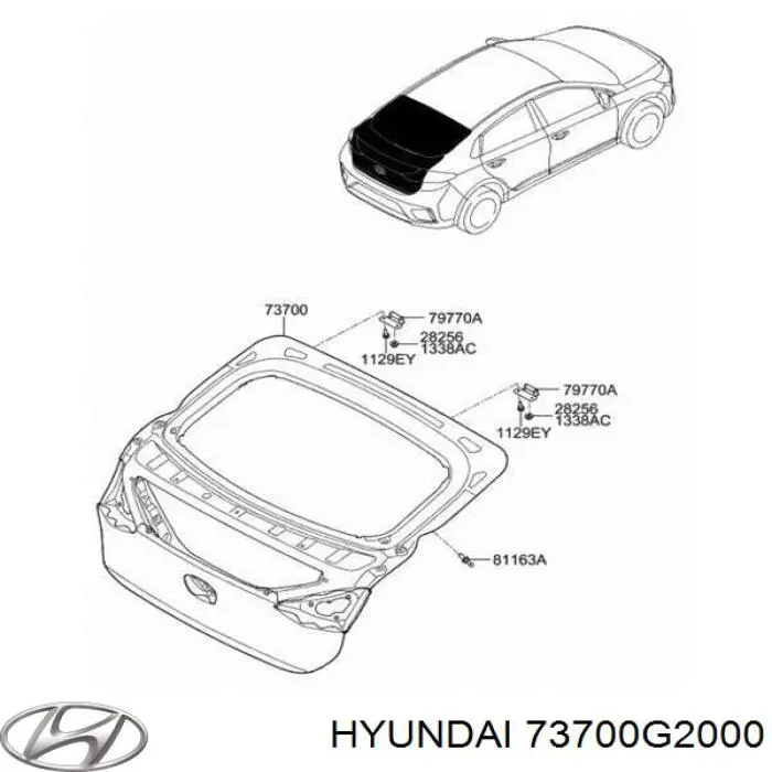 73700G2000 Hyundai/Kia Porta traseira (3ª/5ª porta-malas (tampa de alcapão)