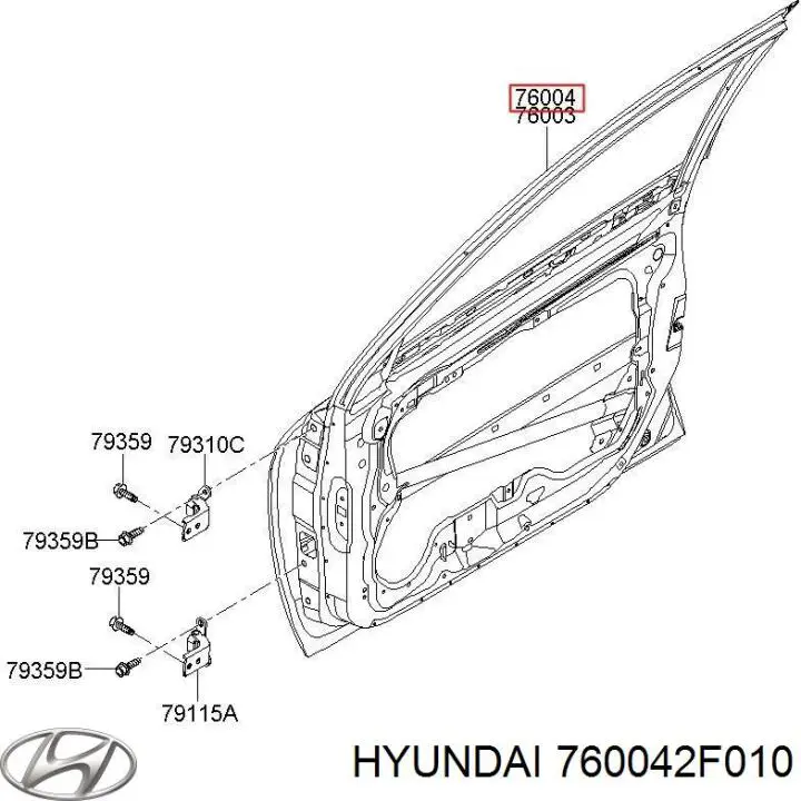 760042F010 Hyundai/Kia Porta dianteira direita