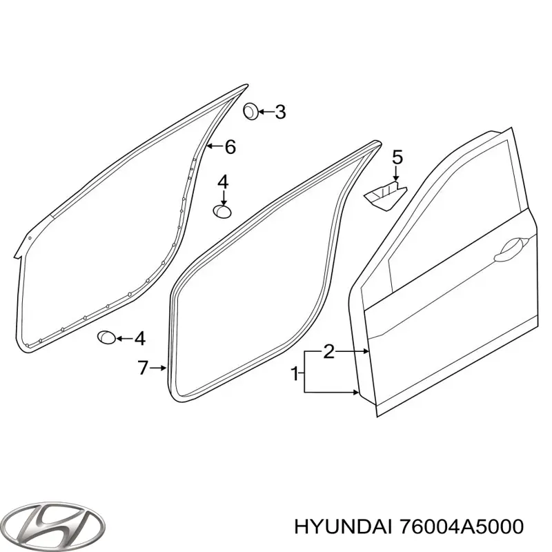 76004A5000 Hyundai/Kia Porta dianteira direita