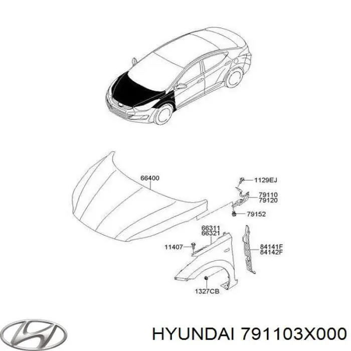 791103X000 Hyundai/Kia Gozno da capota esquerdo