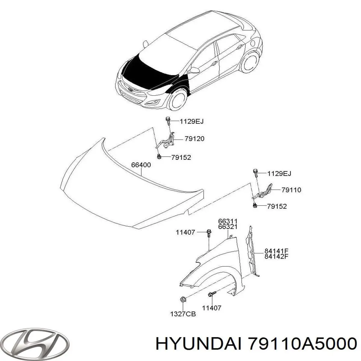 79110A5000 Hyundai/Kia Gozno da capota esquerdo