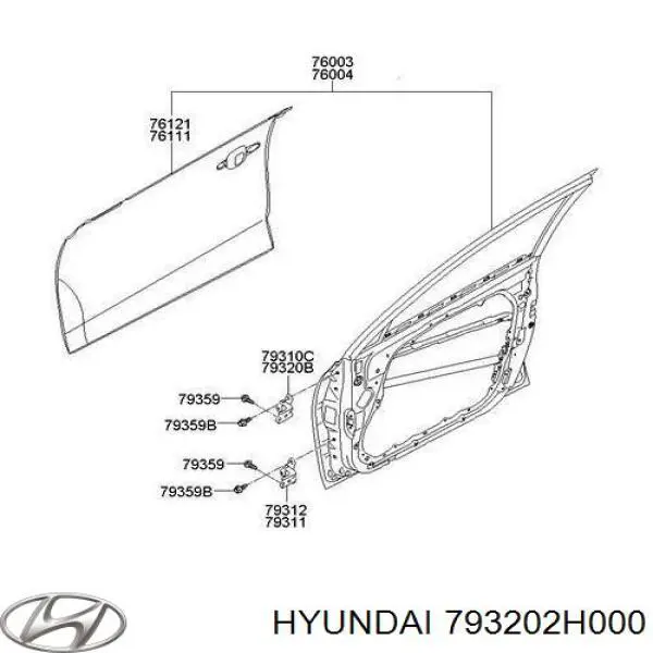 Compre 793202H000 Hyundai/Kia Gozno da porta traseira direita