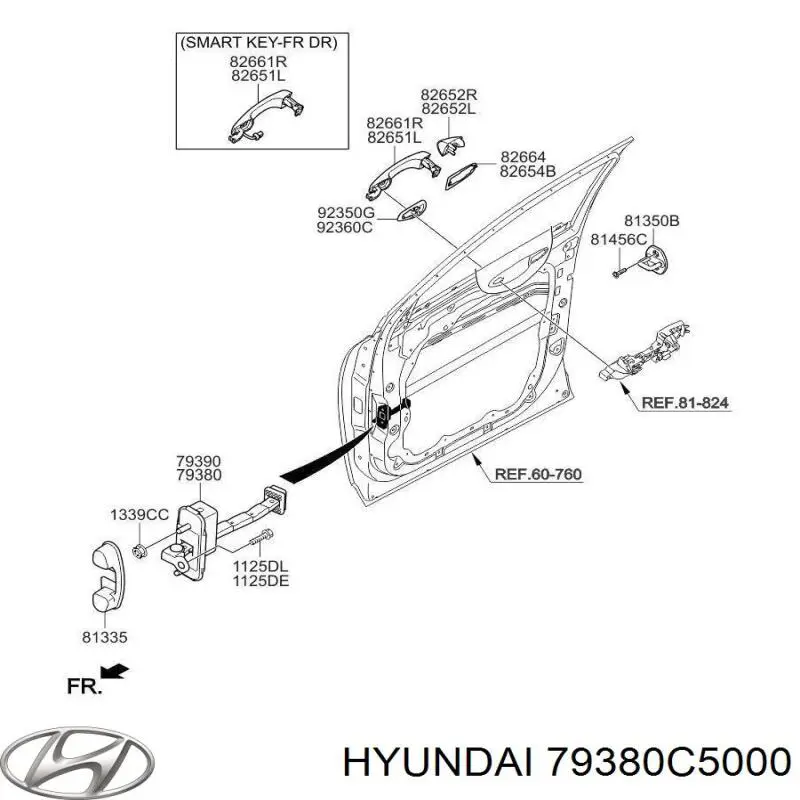 79380C5000 Hyundai/Kia Limitador dianteiro esquerdo de abertura de porta