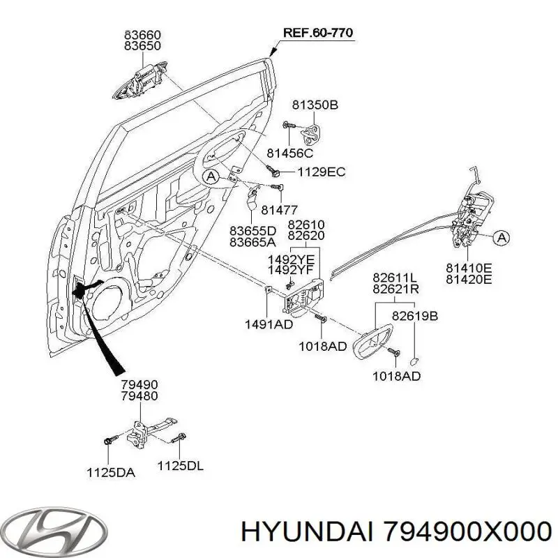 794900X000 Hyundai/Kia Limitador traseiro direito de abertura de porta