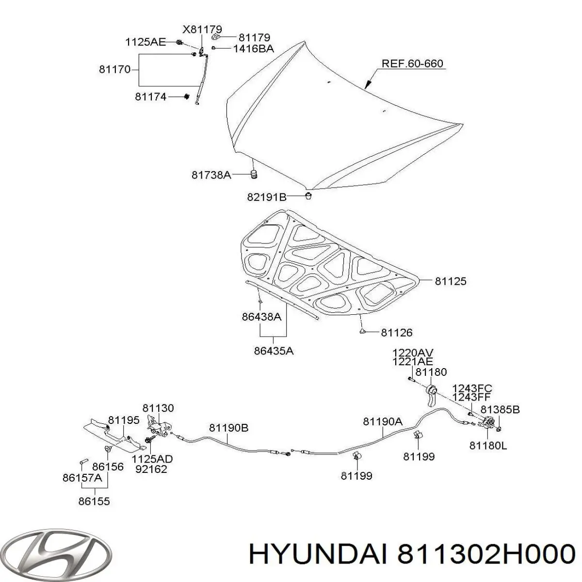 Fecho da capota para Hyundai Elantra IV HD