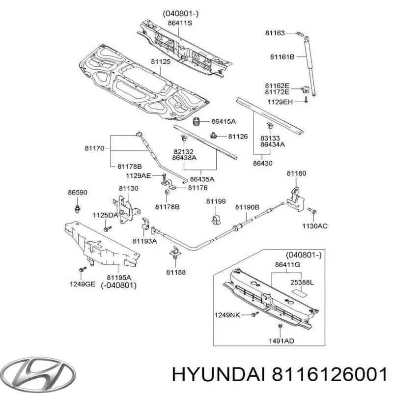 Compre 8116126001 Hyundai/Kia Amortecedor da capota