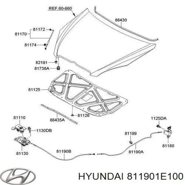 Cabo dianteiro de abertura da capota Hyundai/Kia 811901E100 preço, a partir de 6,90 USD