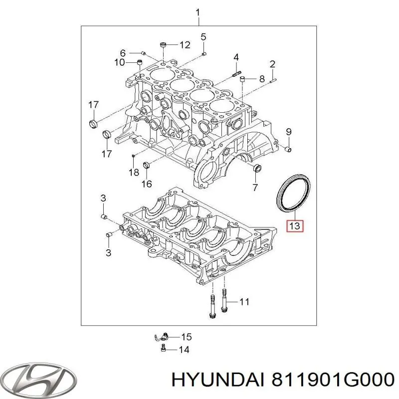 811901G000 Hyundai/Kia Cabo traseiro de abertura da capota