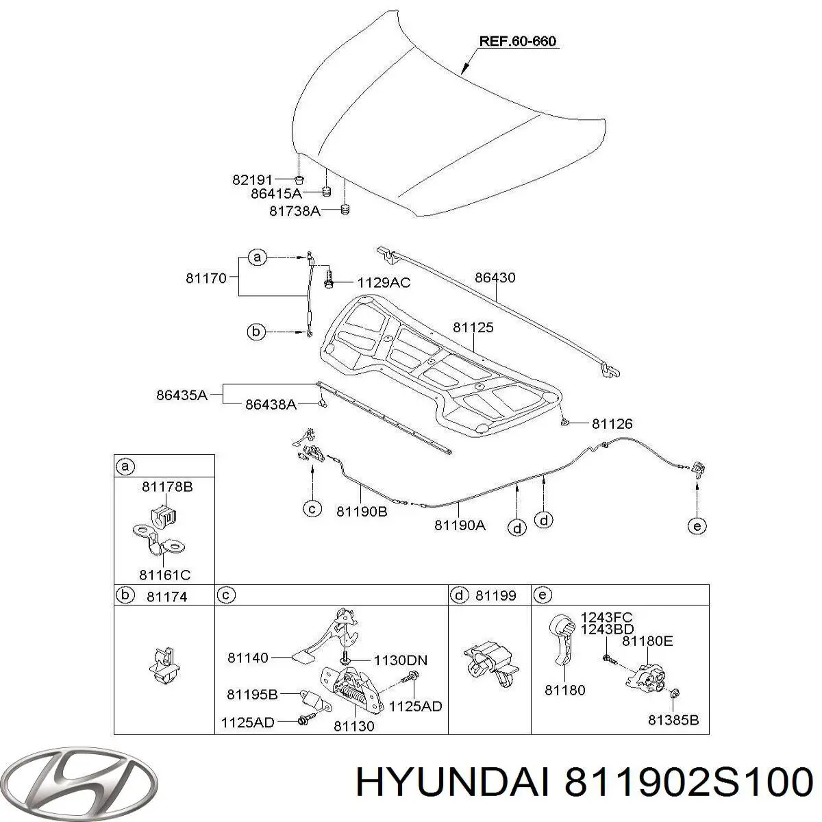 Cabo de abertura da capota para Hyundai Tucson II TM