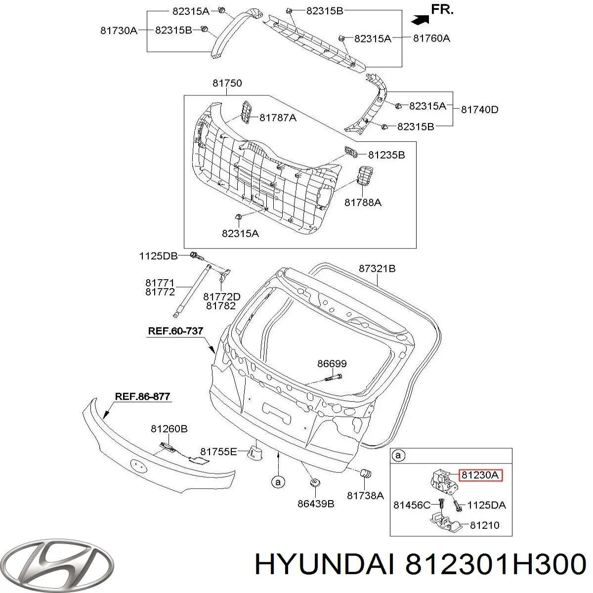 Fecho de tampa de porta-malas (de 3ª/5ª porta traseira) Hyundai/Kia 812301H300 preço, a partir de 57,32 USD