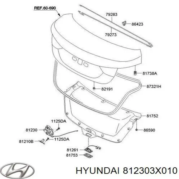 Fecho de tampa de porta-malas (de 3ª/5ª porta traseira) Hyundai/Kia 812303X010 preço, a partir de 34,97 USD