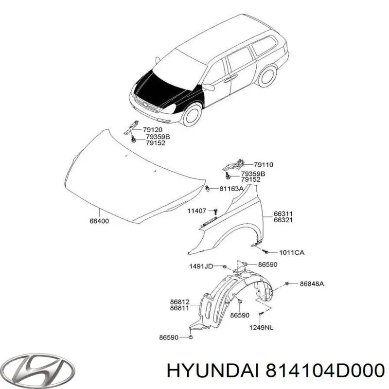 Fecho da porta traseira esquerda Hyundai/Kia 814104D000 preço, a partir de 93,64 USD