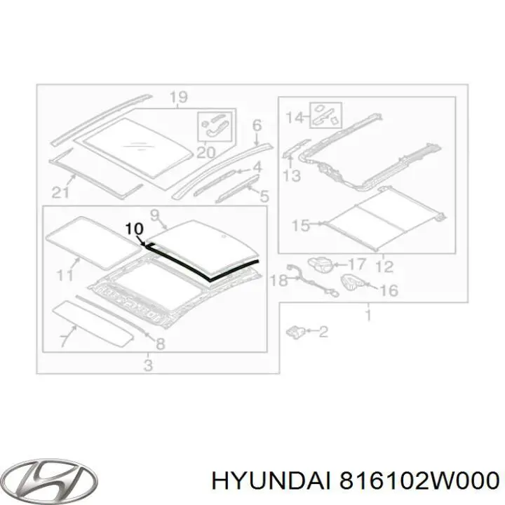 816102W000 Hyundai/Kia Tampa de alcapão do teto