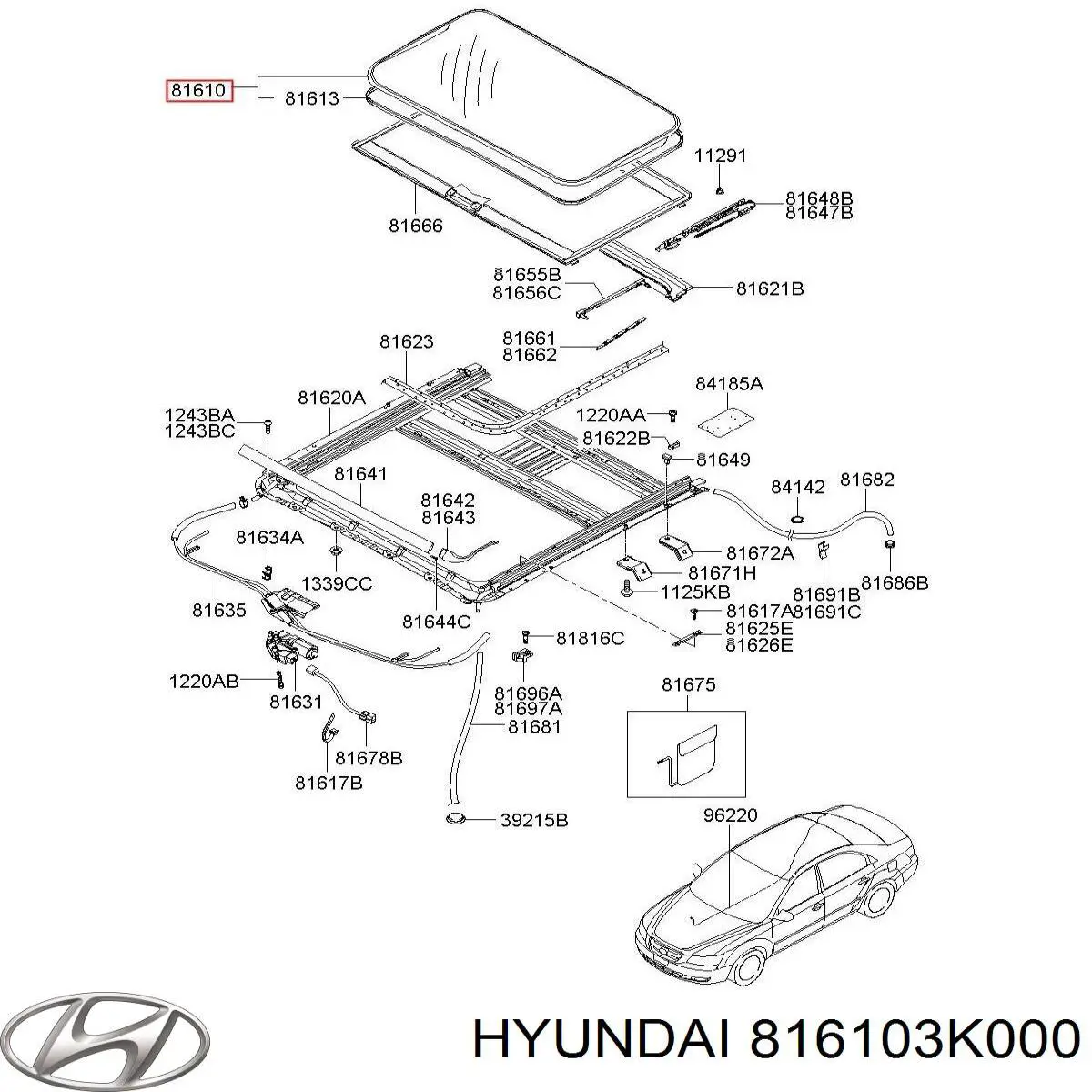 Tampa de alcapão do teto Hyundai/Kia 816103K000 preço, a partir de 318,52 USD