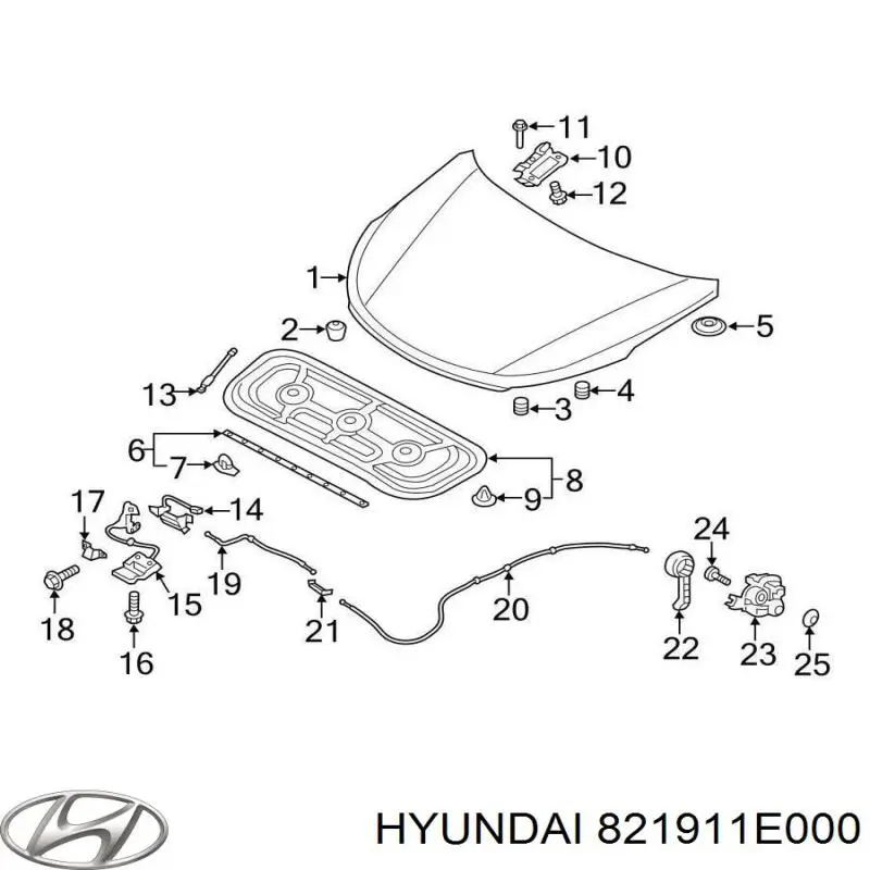 821911E000 Hyundai/Kia Pára-choque (grade de proteção) da capota
