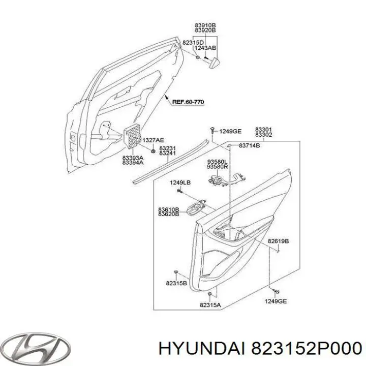 Cápsula (prendedor) de fixação de revestimento da porta Hyundai/Kia 823152P000 preço, a partir de 1,04 USD