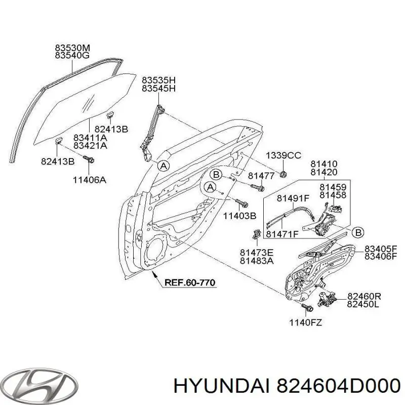 824604D000 Hyundai/Kia Motor de acionamento de vidro da porta dianteira direita