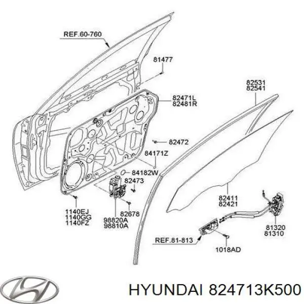 Compre 824713K500 Hyundai/Kia Painel mandíbula da porta dianteira esquerda