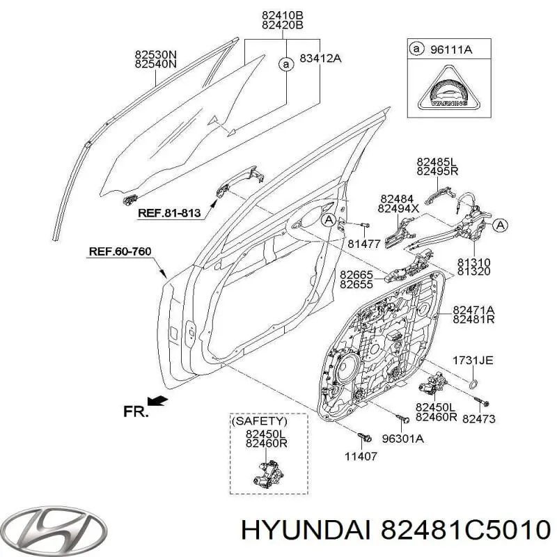 Mecanismo de acionamento de vidro da porta dianteira direita para KIA Sorento III C5, UM