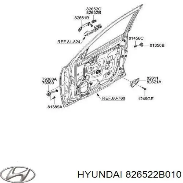 826522B010 Hyundai/Kia Maçaneta dianteira direita da porta externa