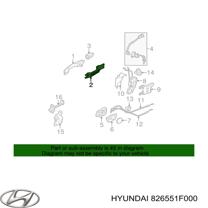 826551F000 Hyundai/Kia Suporte de maçaneta externa da porta dianteira esquerda
