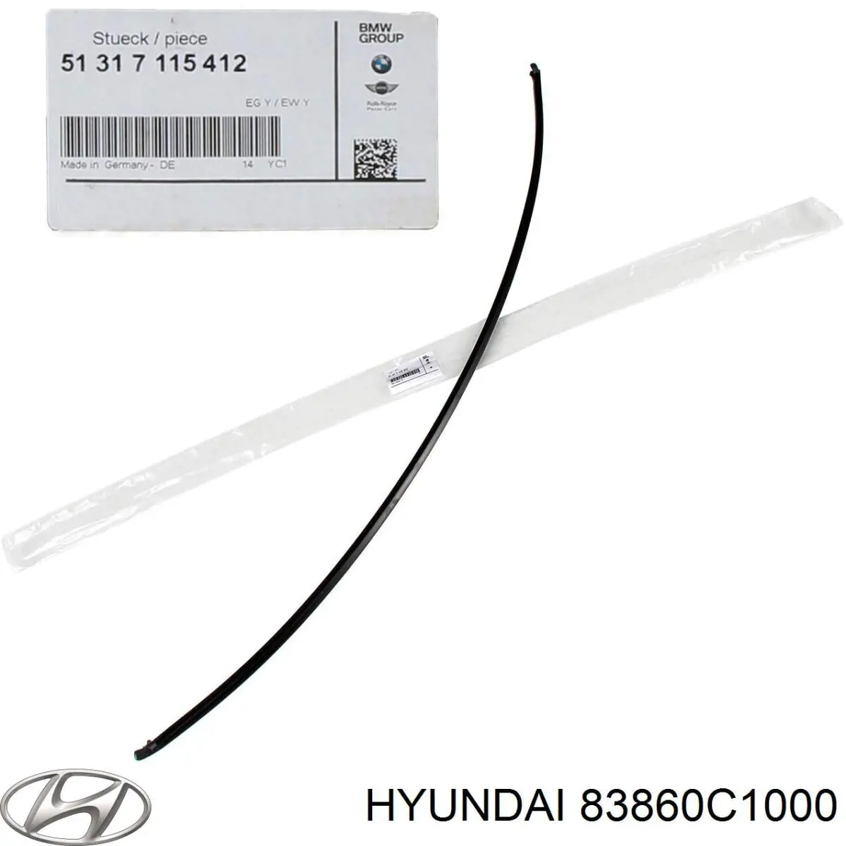 83860C1000 Hyundai/Kia Moldura da porta traseira direita superior
