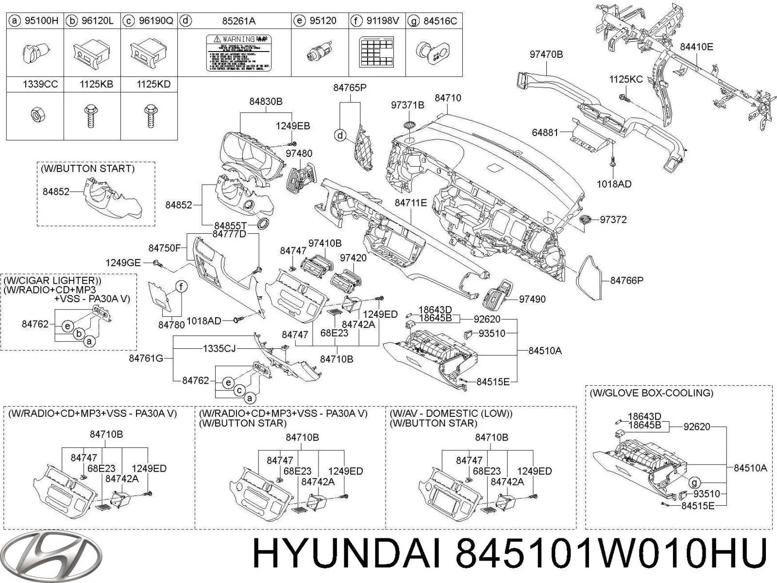 845101W010HU Hyundai/Kia Caixa para porta-luvas (porta-luvas)