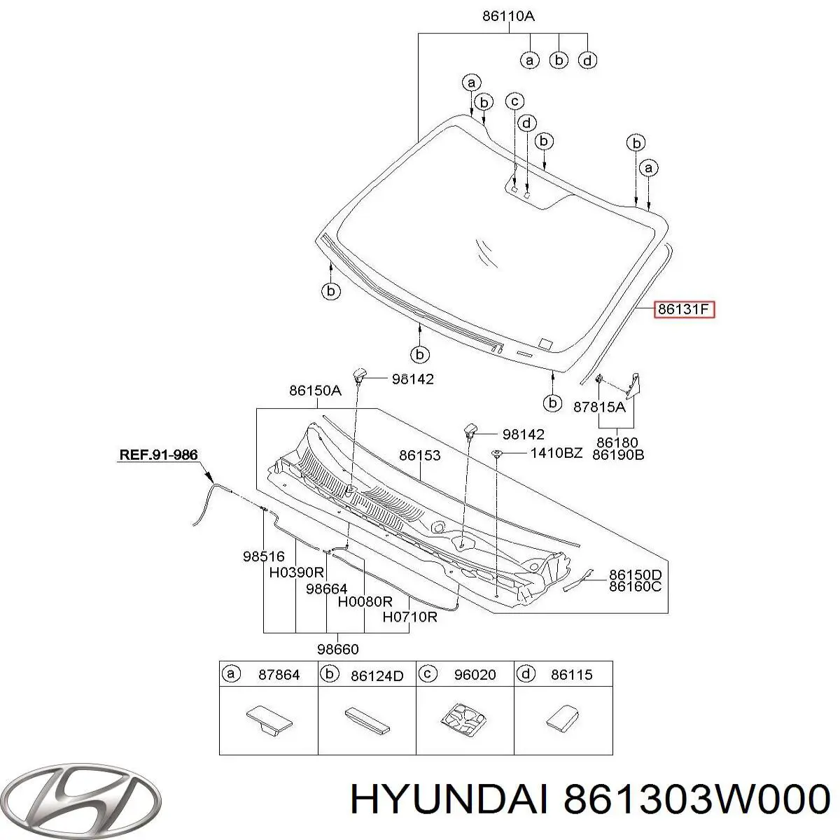 861303W000 Hyundai/Kia Compactador de pára-brisas