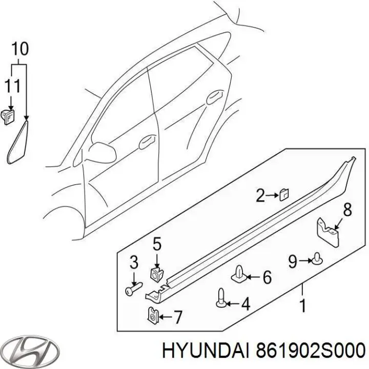 861902S000 Hyundai/Kia Placa sobreposta (tampa) do espelho de retrovisão direito