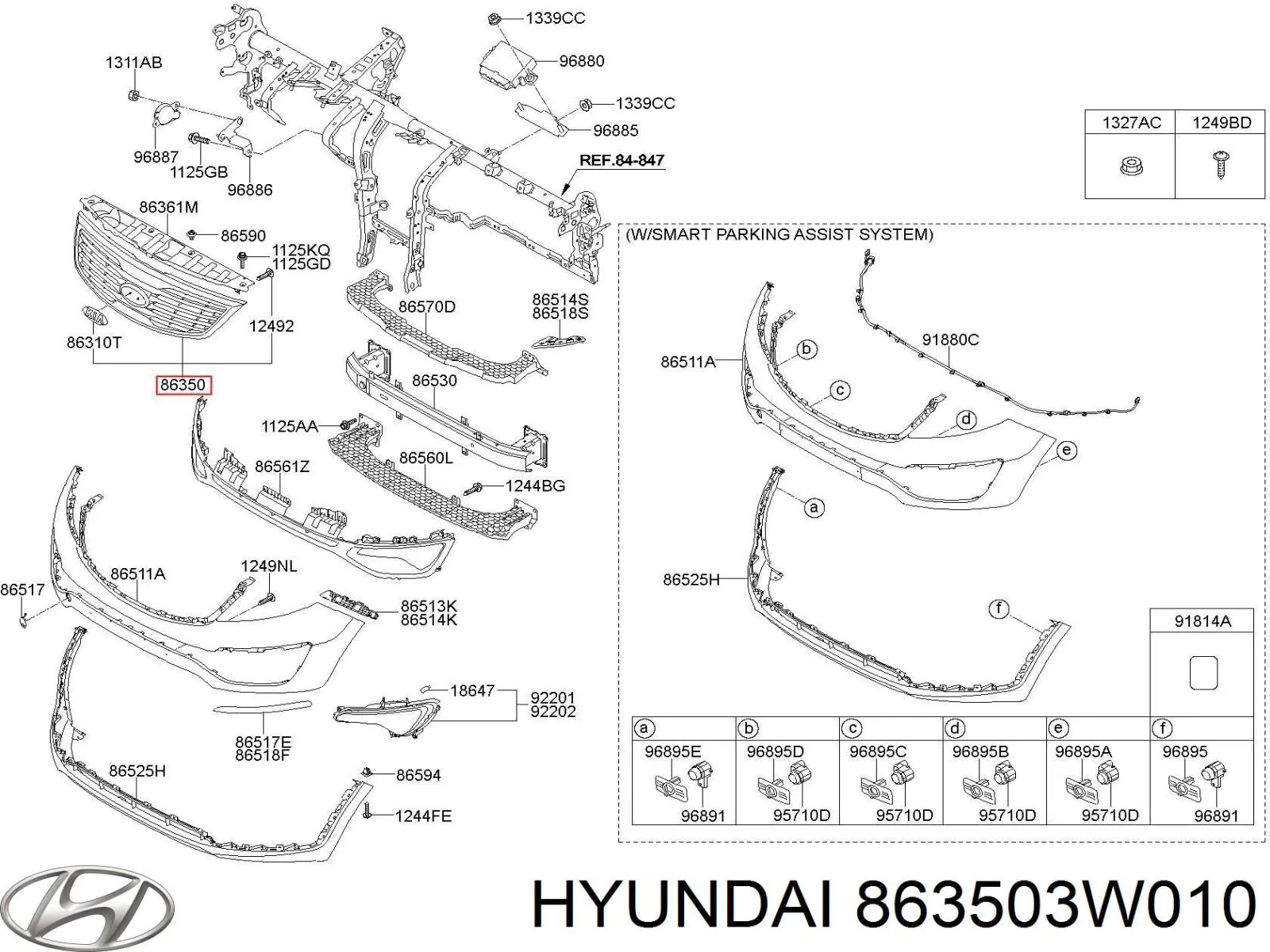 863503W010 Hyundai/Kia Grelha do radiador