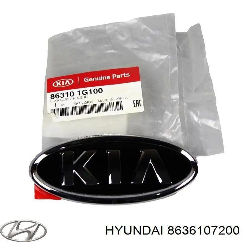 8636107200 Hyundai/Kia Emblema de tampa de porta-malas (emblema de firma)