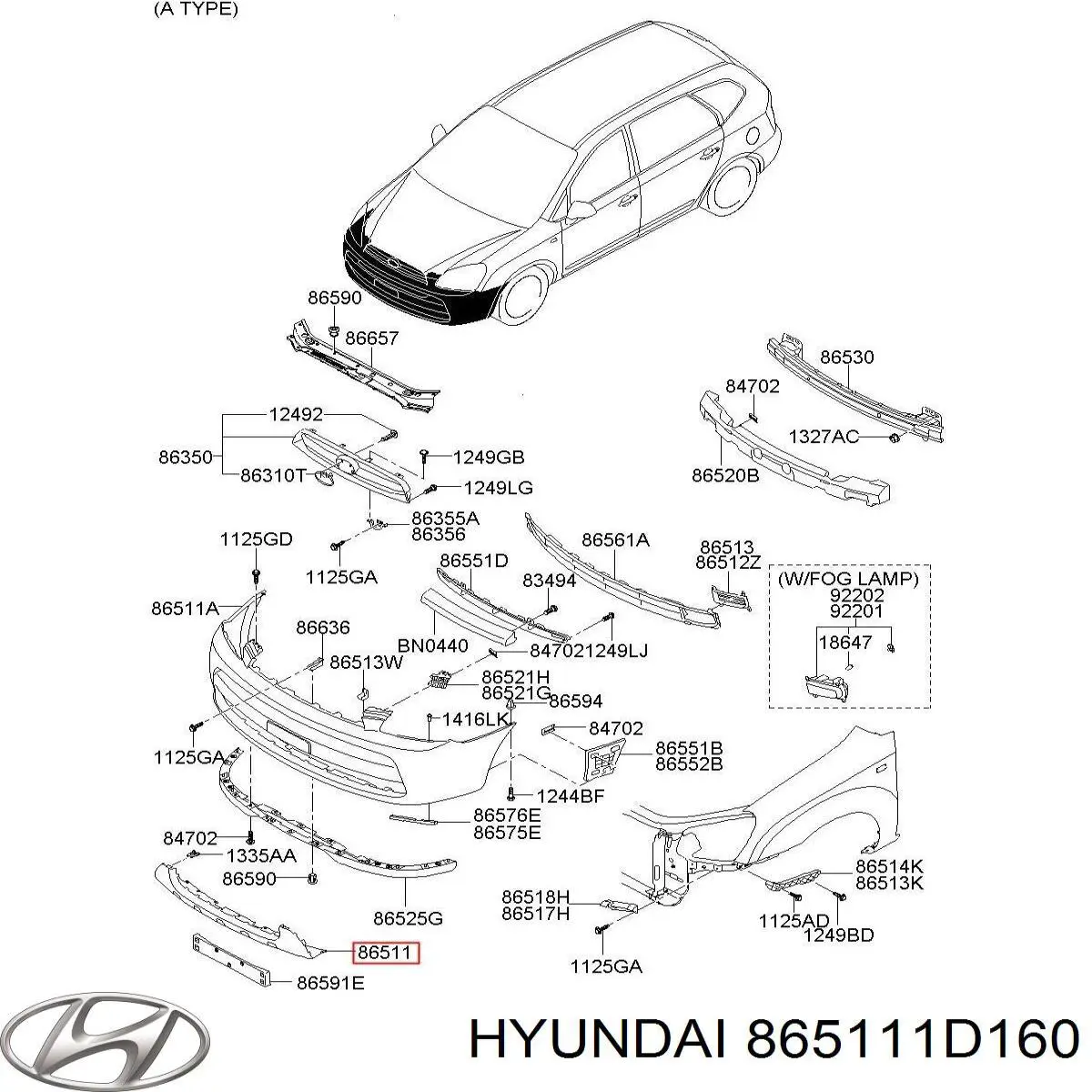 Pára-choque dianteiro Hyundai/Kia 865111D160 preço, a partir de 142,79 USD