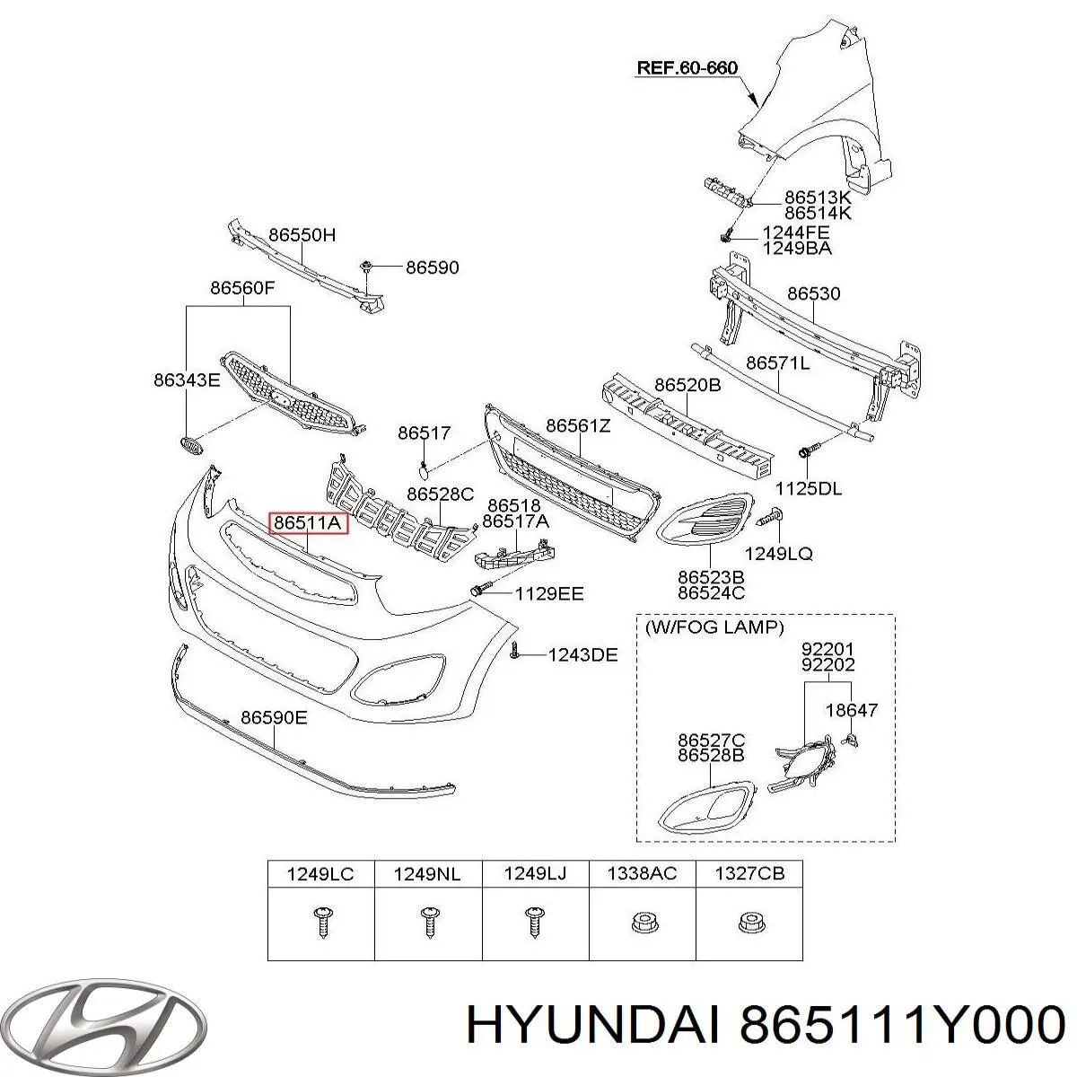 Compre 865111Y000 Hyundai/Kia Pára-choque dianteiro