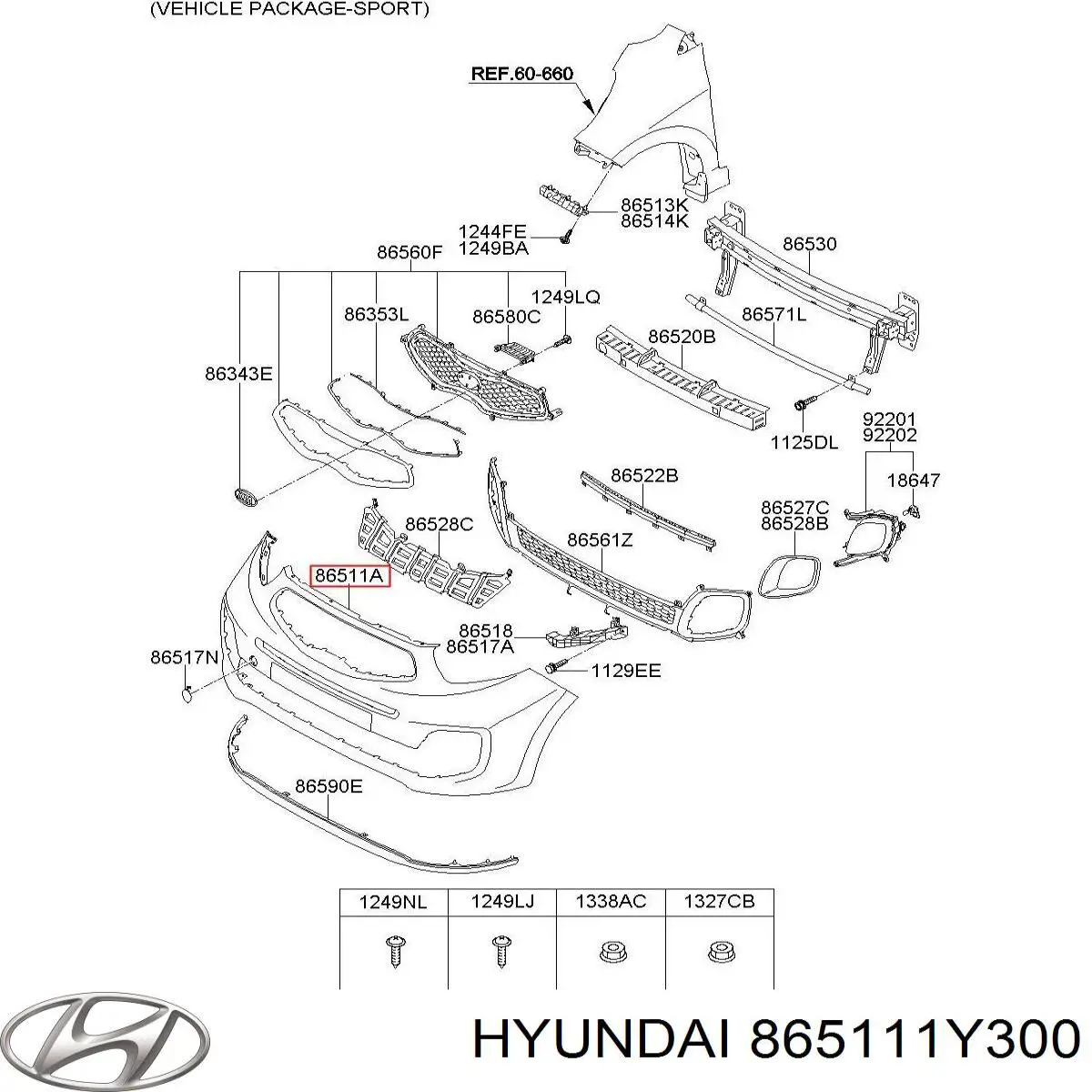 865111Y300 Hyundai/Kia Pára-choque dianteiro
