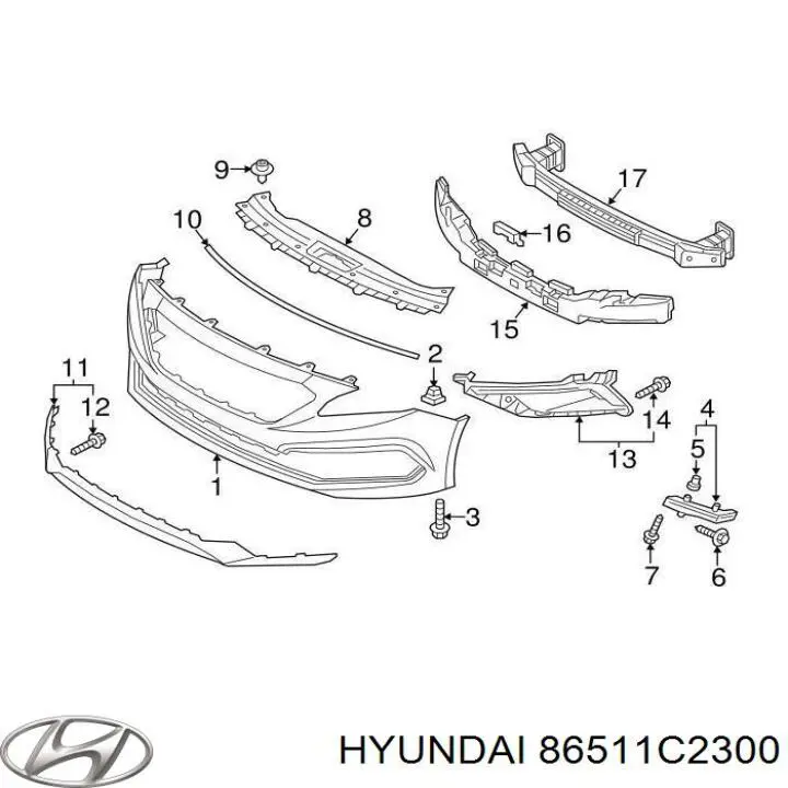 Pára-choque dianteiro Hyundai/Kia 86511C2300 preço, a partir de 110,95 USD