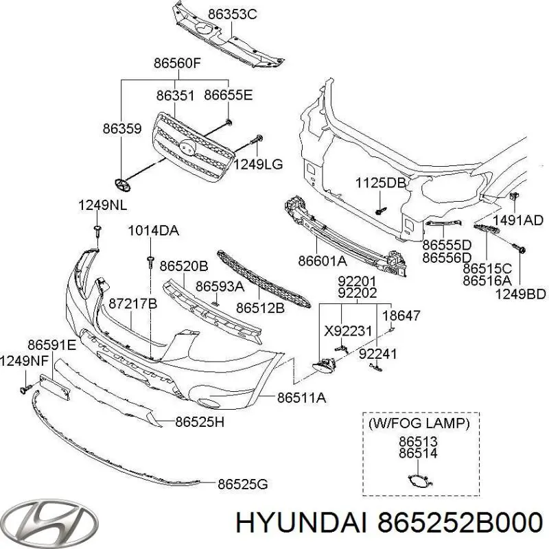 Grelha inferior do pára-choque dianteiro Hyundai/Kia 865252B000 preço, a partir de 73,34 USD